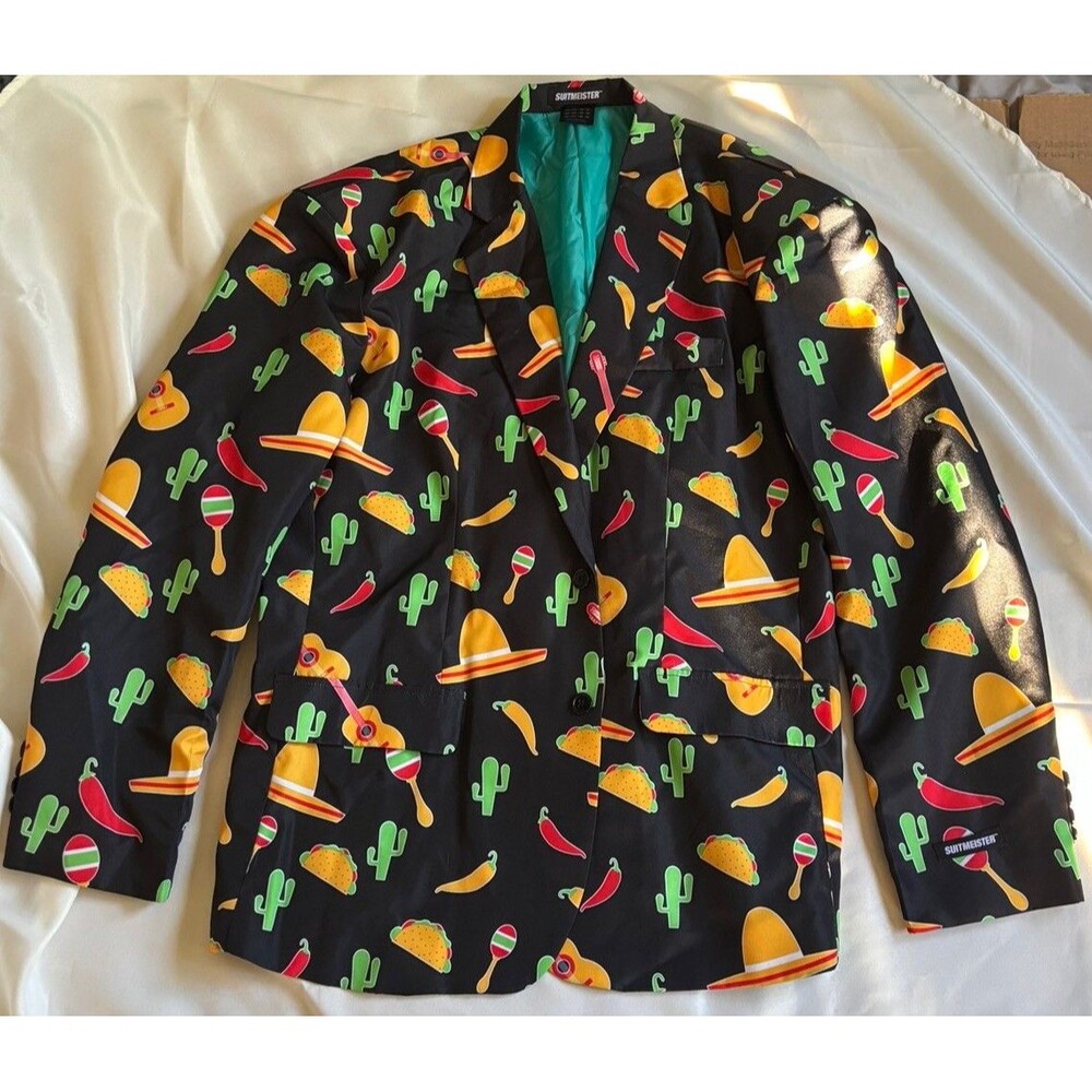 SUITMEISTER Cinco De Mayo Jacket Mens 2XL Blazer Mexican Tacos Southwestern
